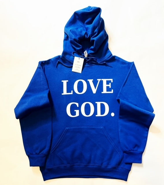 LOVE GOD Hoodie (Royal Blue &White)