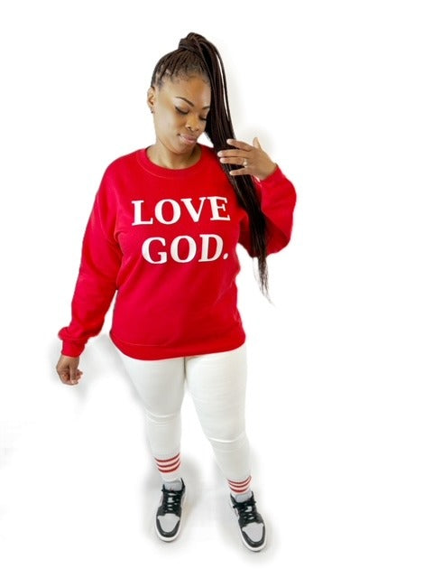 LOVE GOD Sweatshirt (Red & White)