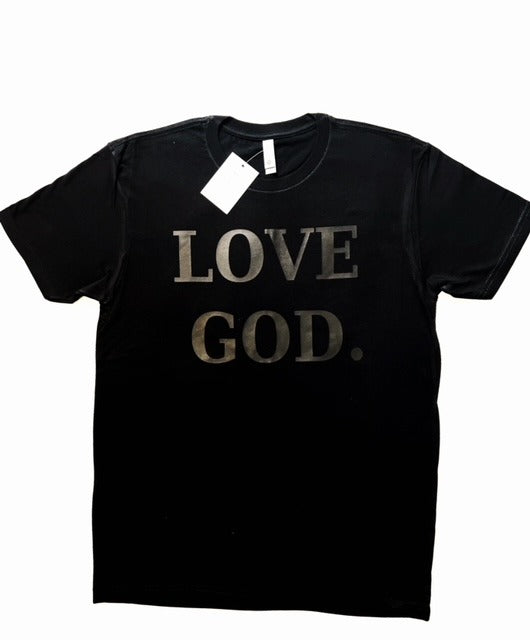 LOVE GOD TEE (Black on Black)